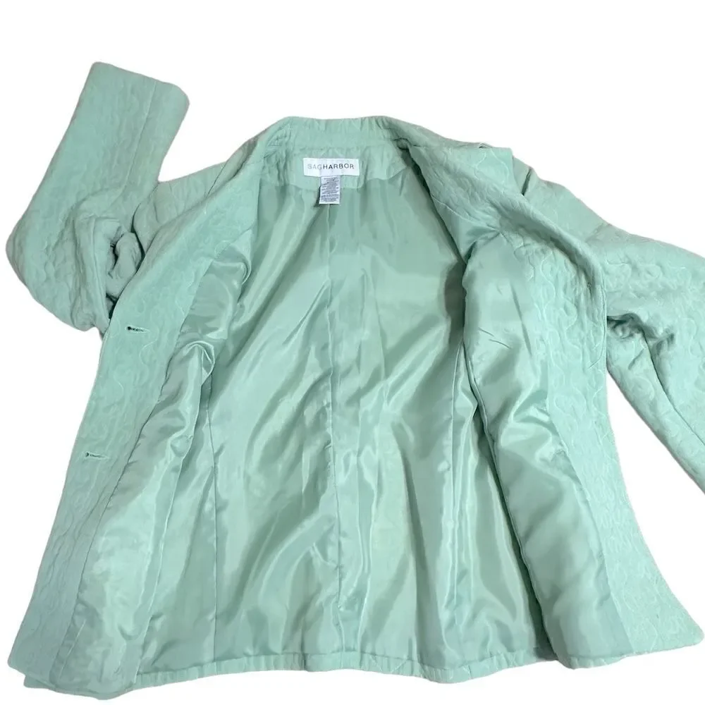 Vintage Mint Green Sag Harbor Quilt stitched  Blazer